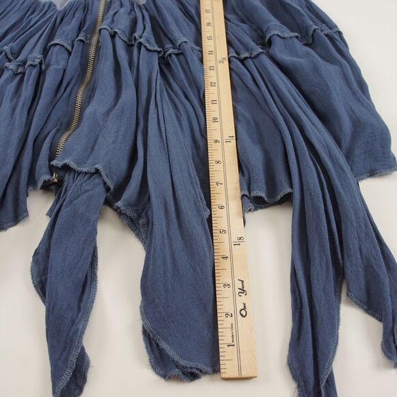 Free People Moon Dust Full Zip Hoodie Cardigan Washed Denim Blue Womens Sz XS - Picture 6 of 12
